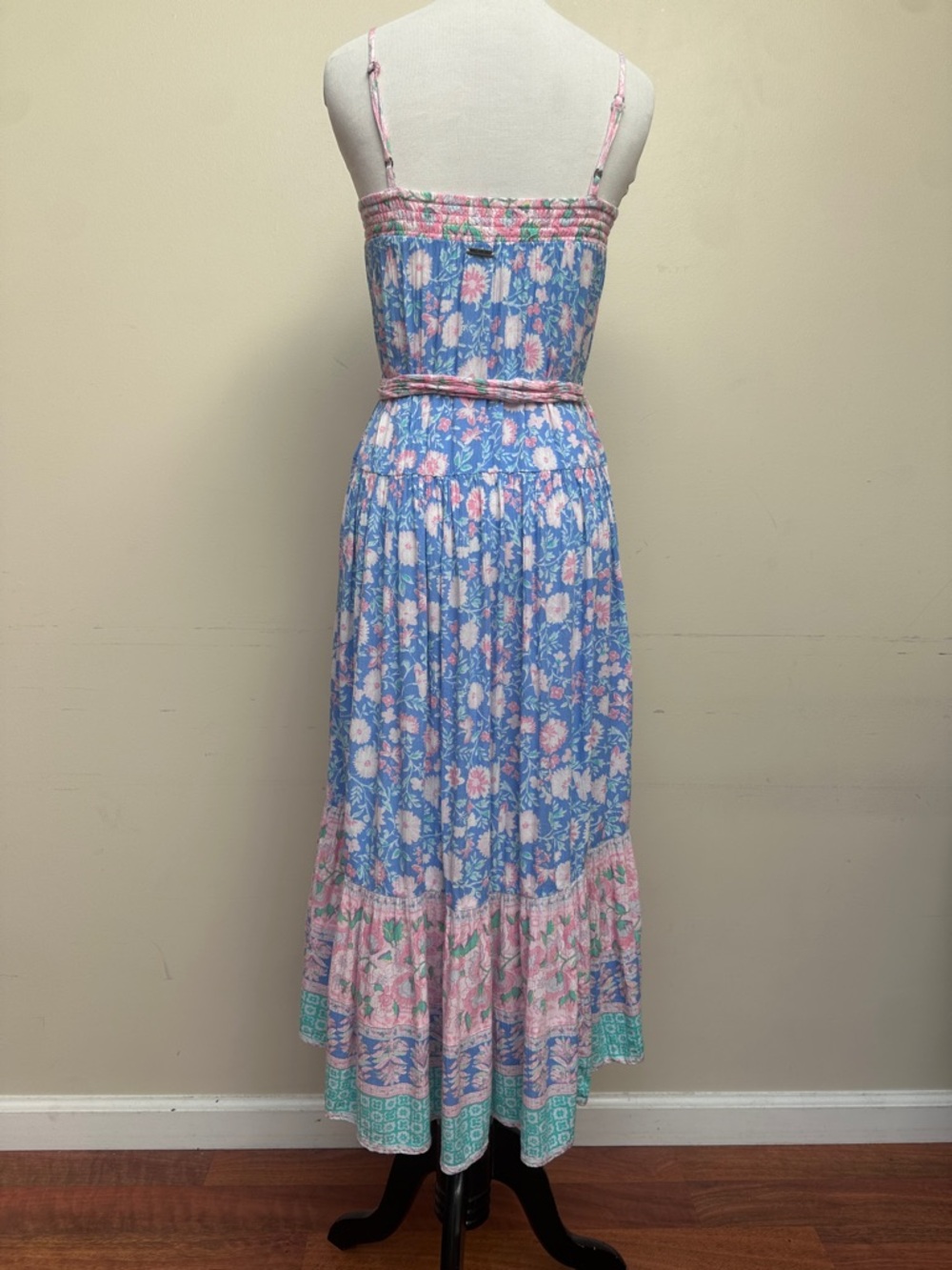Billabong Floral Border Print Maxi Dress Blue Pink Size XS - Picture 6 of 11